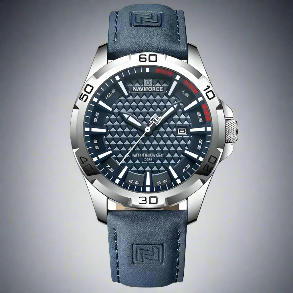 NAVIFORCE NF8023 Men’s Quartz Watch – Casual Style, Leather Strap, Carbon Fiber Dial, 3ATM Water Resistant