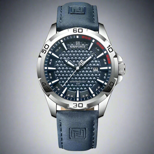 NAVIFORCE NF8023 Men’s Quartz Watch – Casual Style, Leather Strap, Carbon Fiber Dial, 3ATM Water Resistant