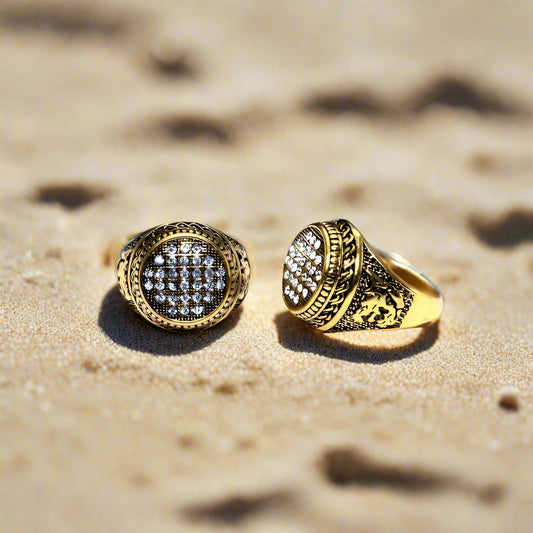 Turkish Design Golden Ring – Stainless Steel with Resin Polish