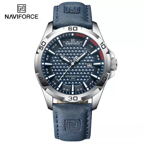 NAVIFORCE NF8023 Men’s Quartz Watch – Casual Style, Leather Strap, Carbon Fiber Dial, 3ATM Water Resistant