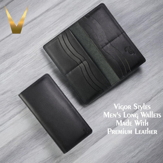 Premium Black Leather Bi-Fold Wallet for Men – Stylish, Slim & Secure