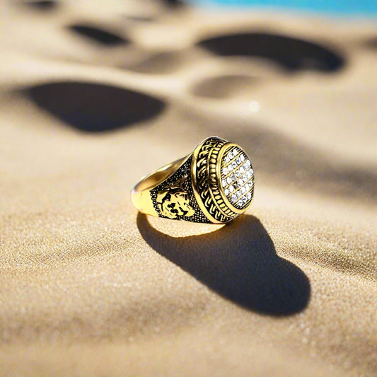 Turkish Design Golden Ring – Stainless Steel with Resin Polish