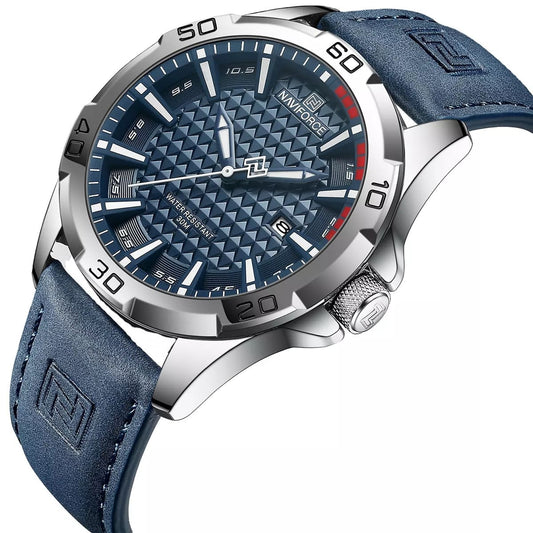 NAVIFORCE NF8023 Men’s Quartz Watch – Casual Style, Leather Strap, Carbon Fiber Dial, 3ATM Water Resistant